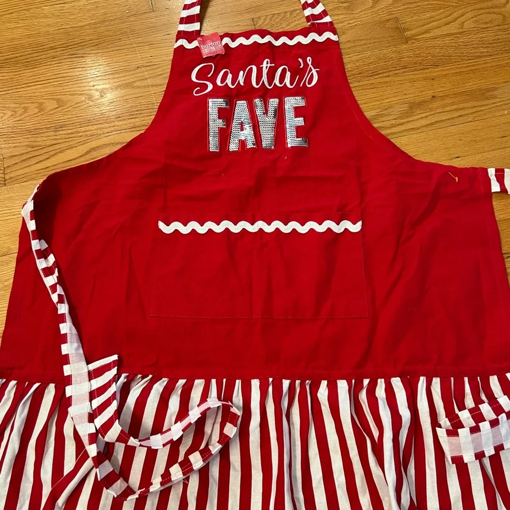 Burton & Burton Red and White Festive Santa’s sequin Apron Christmas holiday